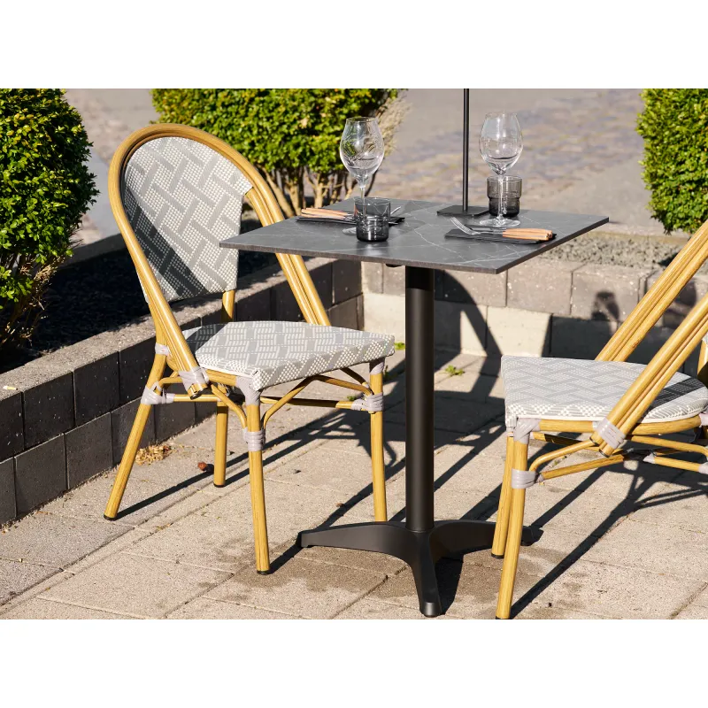 Bistrotisch Marmoroptik Dunkelgrau 60x60x73 cm Schwarzes Bein Aluminium