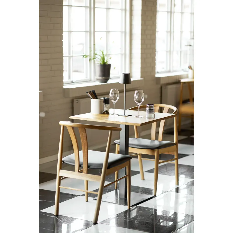 Lignano Café Tisch Geräucherte Eiche 70x70x75 cm Schwarzes Metallgestell