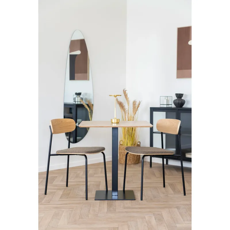 Fano Café Tisch Melamin Natur 70x70x75 cm Schwarzes Metallgestell