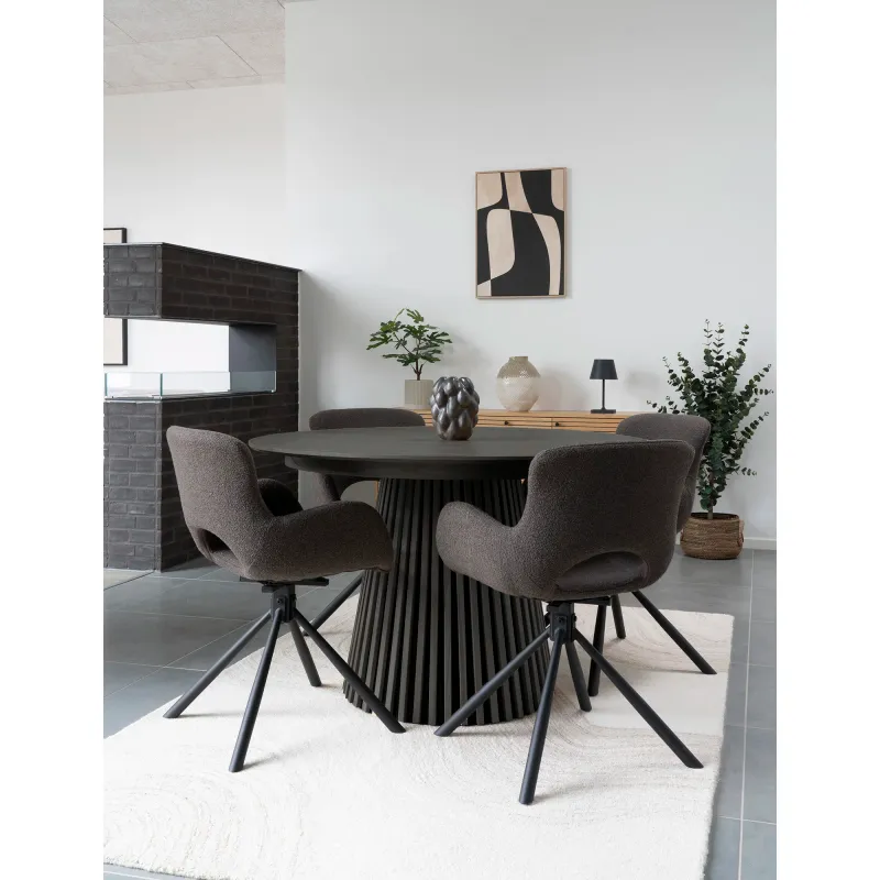 Osaka Esstisch Eichenfurnier Schwarz Ø140x75 cm | Rund FSC® 100%