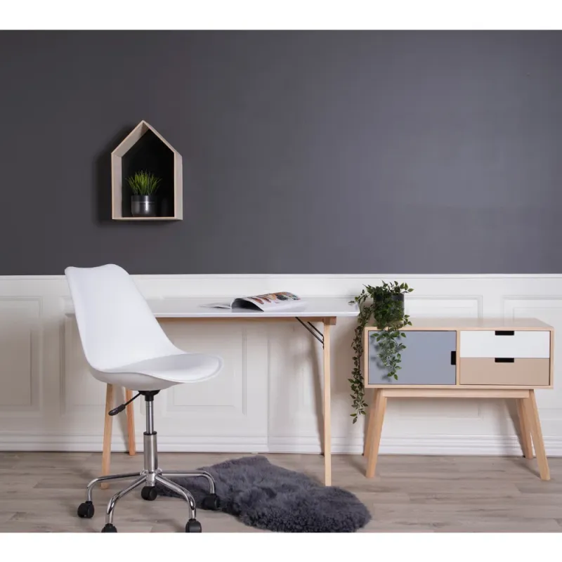 Vojens Schreibtisch, Esstisch Weiss Natur 120x60x75 cm