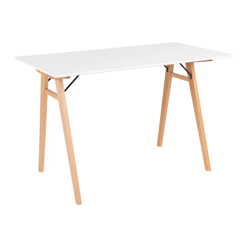 Vojens Schreibtisch, Esstisch Weiss Natur 120x60x75 cm