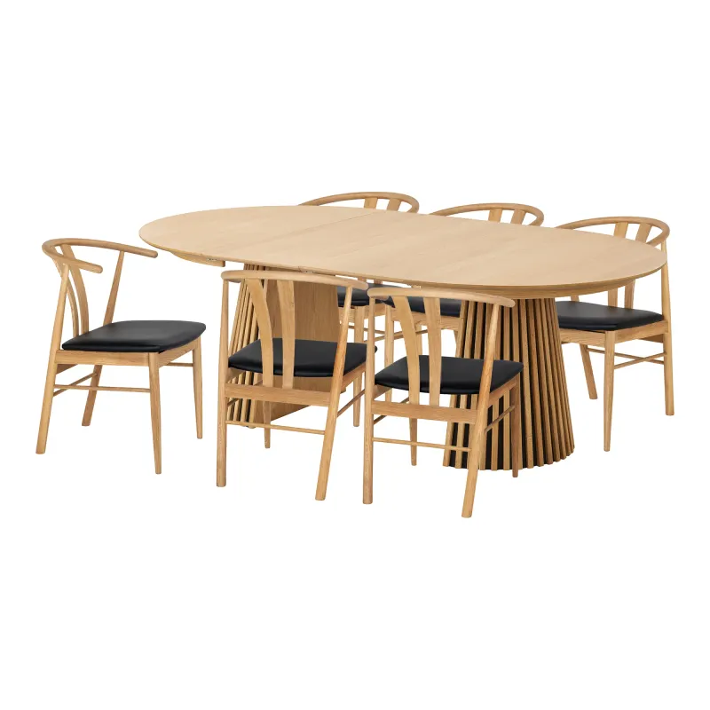 Essgruppe Osaka & Artenara | Esstisch & 6 Stühle | Eiche/Natur/Schwarz FSC® 100% Essgruppe Osaka & Artenara | Esstisch & 6 Stühle | Eiche/Natur/Schwarz FSC® 100%