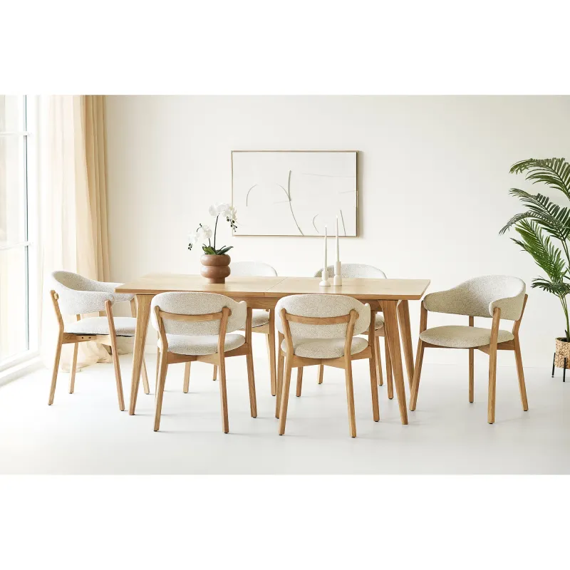 Essgruppe Darwin & Dunkirk | Esstisch & 6 Stühle | Natur/Beige