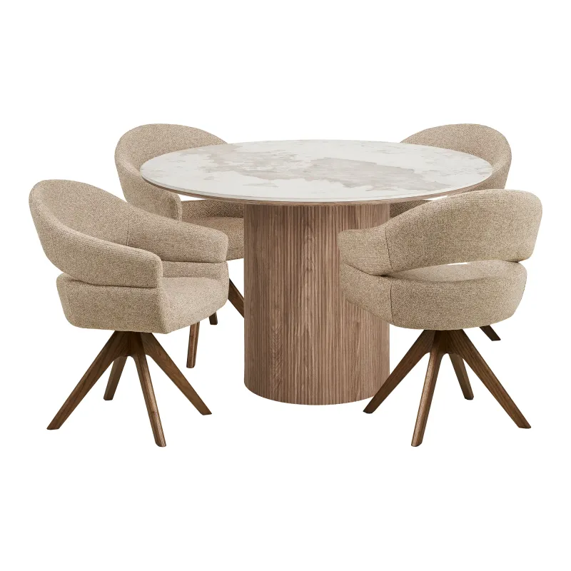 Essgruppe Athen & Dover | Esstisch & 4 Stühle | Weiss/Dunkelbraun/Braun Essgruppe Athen & Dover | Esstisch & 4 Stühle | Weiss/Dunkelbraun/Braun
