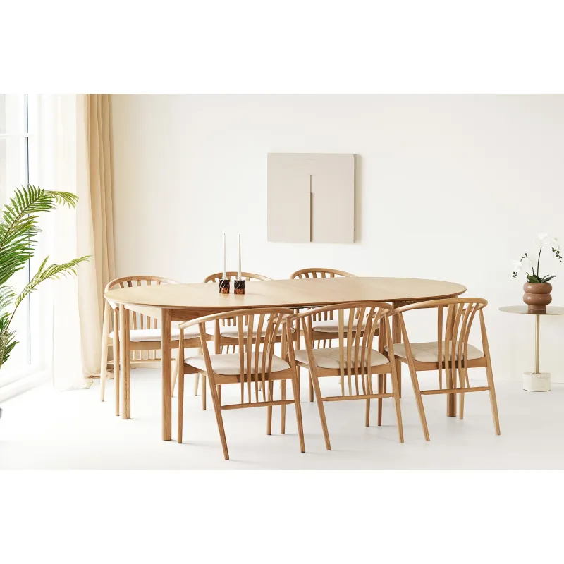 Essgruppe Bundaberg & Agustin | Esstisch & 6 Stühle | Natur FSC® 100%