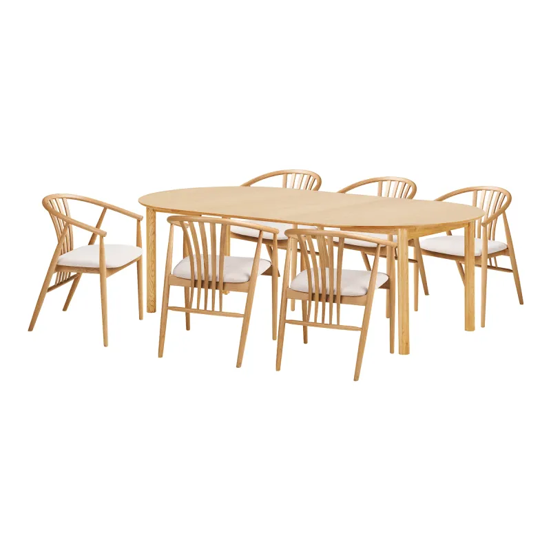 Essgruppe Bundaberg & Agustin | Esstisch & 6 Stühle | Natur FSC® 100% Essgruppe Bundaberg & Agustin | Esstisch & 6 Stühle | Natur FSC® 100%