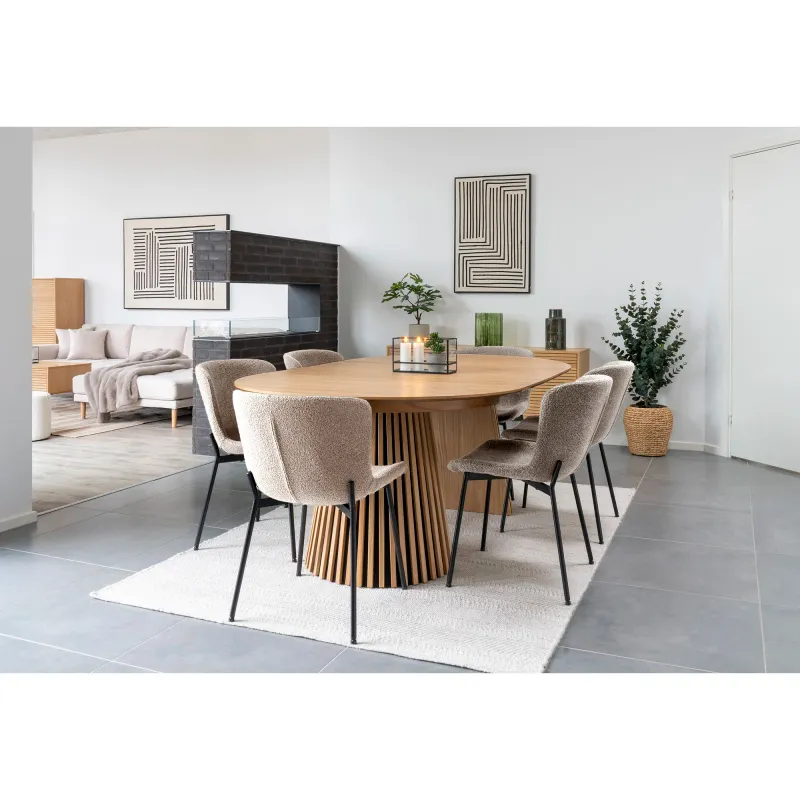 Essgruppe Osaka & Maceda | Esstisch & 6 Stühle | Eiche/Beige