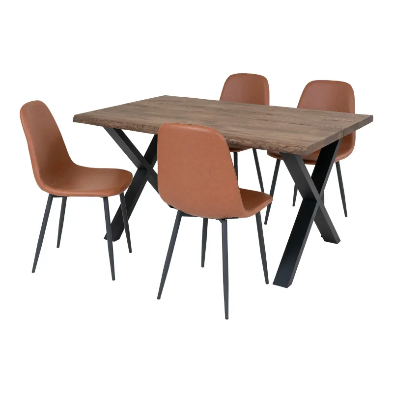 Essgruppe Toulon & Stockholm | Esstisch & 4 Stühle | Natur/Braun Essgruppe Toulon & Stockholm | Esstisch & 4 Stühle | Natur/Braun