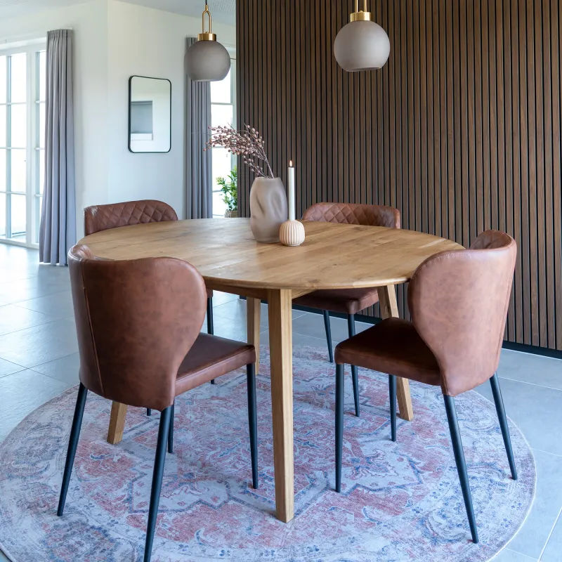 Essgruppe Metz & Pisa | Esstisch & 4 Stühle | Natur/Braun