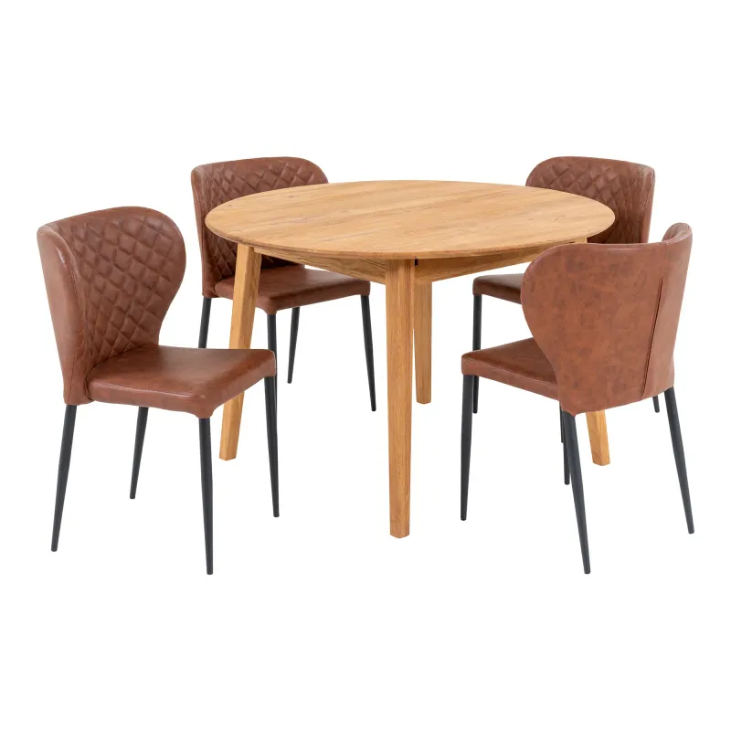 Essgruppe Metz & Pisa | Esstisch & 4 Stühle | Natur/Braun Essgruppe Metz & Pisa | Esstisch & 4 Stühle | Natur/Braun