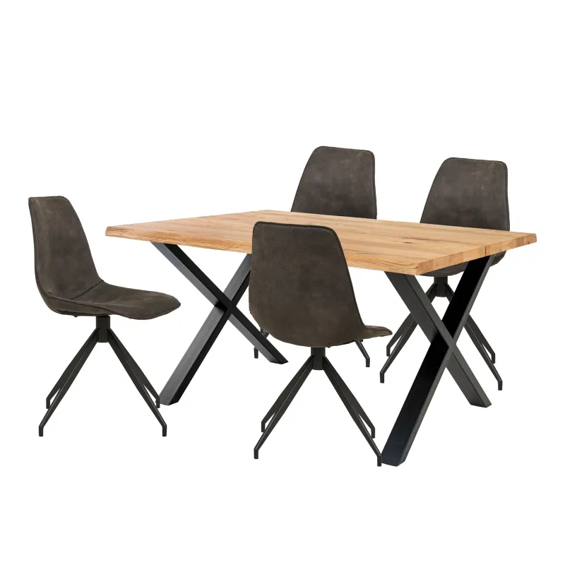 Essgruppe Toulon & Monaco | Esstisch & 4 Stühle | Natur/Grau Essgruppe Toulon & Monaco | Esstisch & 4 Stühle | Natur/Grau