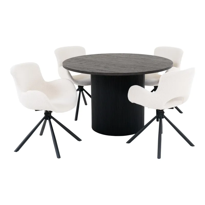Esszimmerset Boavista & Amorim | Esstisch & 4 Stühle | Dunkelbraun/Cremeweiss Esszimmerset Boavista & Amorim | Esstisch & 4 Stühle | Dunkelbraun/Cremeweiss