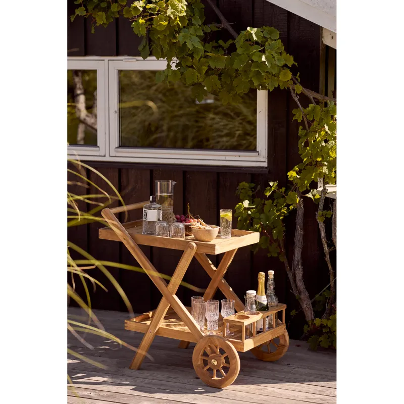 Feen-Teewagen Servierwagen Hausbar Teakholz Natur 86x50x81 cm