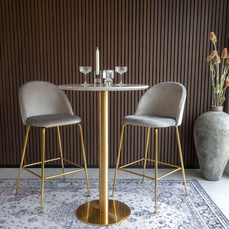 Bartisch Bolzano Marmoroptik Messingoptik Ø70x105 cm | Rund FSC® 100%