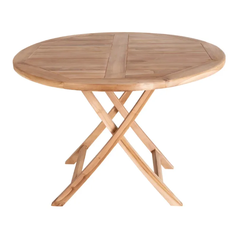 Oviedo Esstisch Teakholz Natur Ø100x75 cm | Rund Runder Oviedo Esstisch, Teakholz, natur, ø100x75cm. Klappbar für Schweizer Gärten.