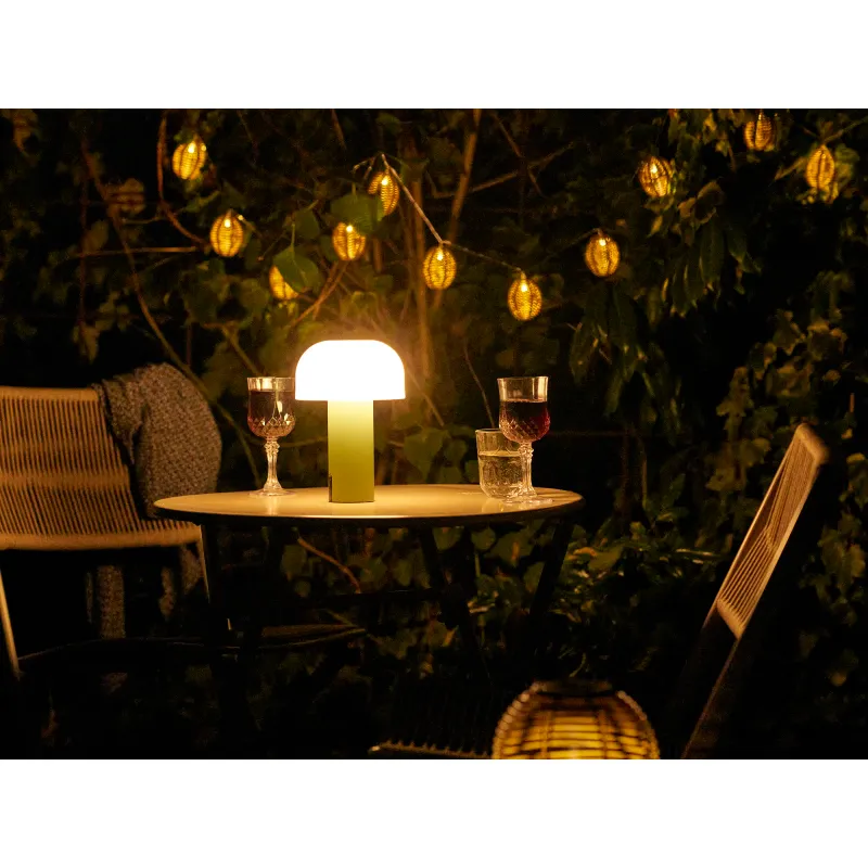 Soham LED-Lampe Wiederaufladbar Weiss/Grün Ø15x22 cm IP44 USB-C