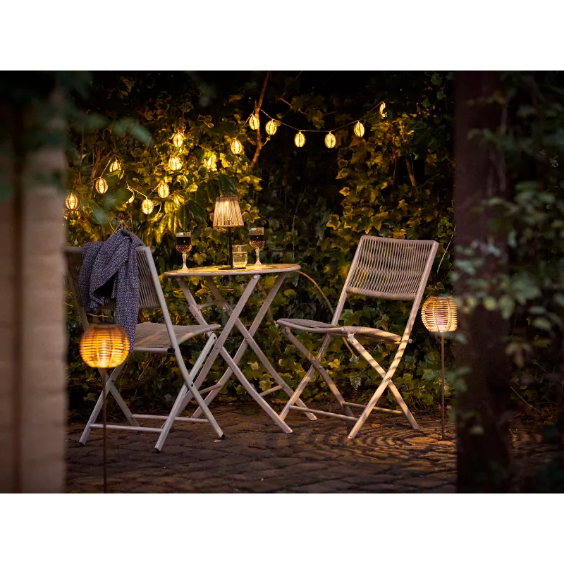 Carlisle Rattan LED-Lichterkette Natur/Schwarz 180 cm Batteriebetrieben