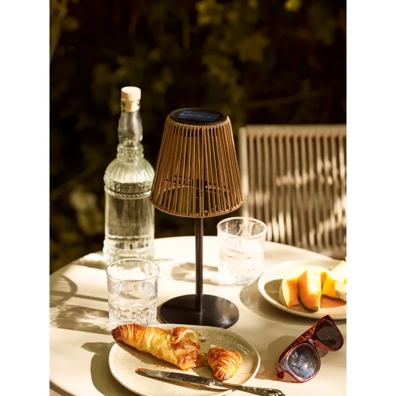 Salford Rattan Lampe Solar-LED Braun/Schwarz Ø13,5x30,5 cm Wiederaufladbar