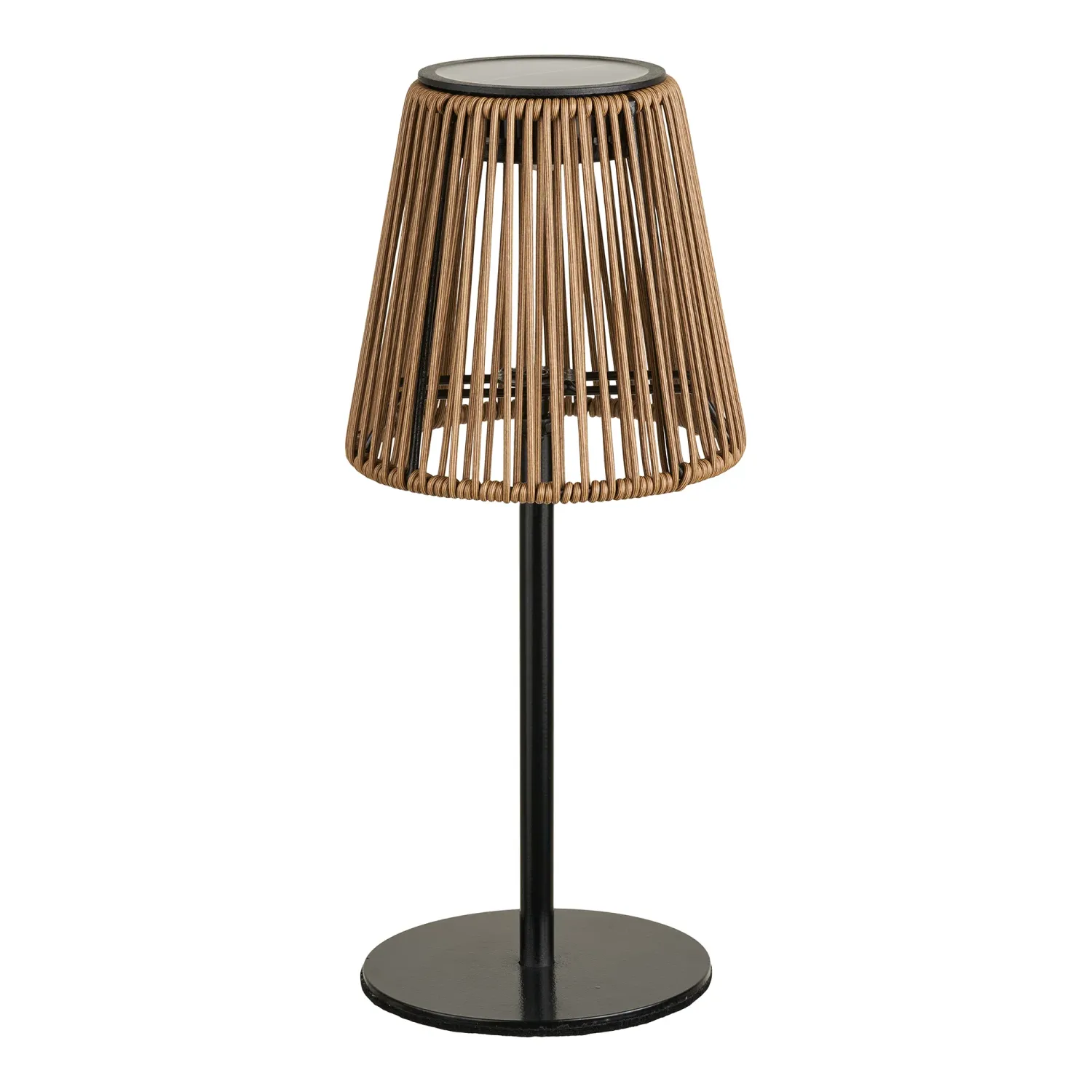 Salford Rattan Lampe Solar-LED Braun/Schwarz Ø13,5x30,5 cm Wiederaufladbar Salford Rattan Lampe mit Solarpanel in Braun/Schwarz, Ø13,5x30,5cm. Ideal für stimmungsvolle Abende im Schweizer Garten.