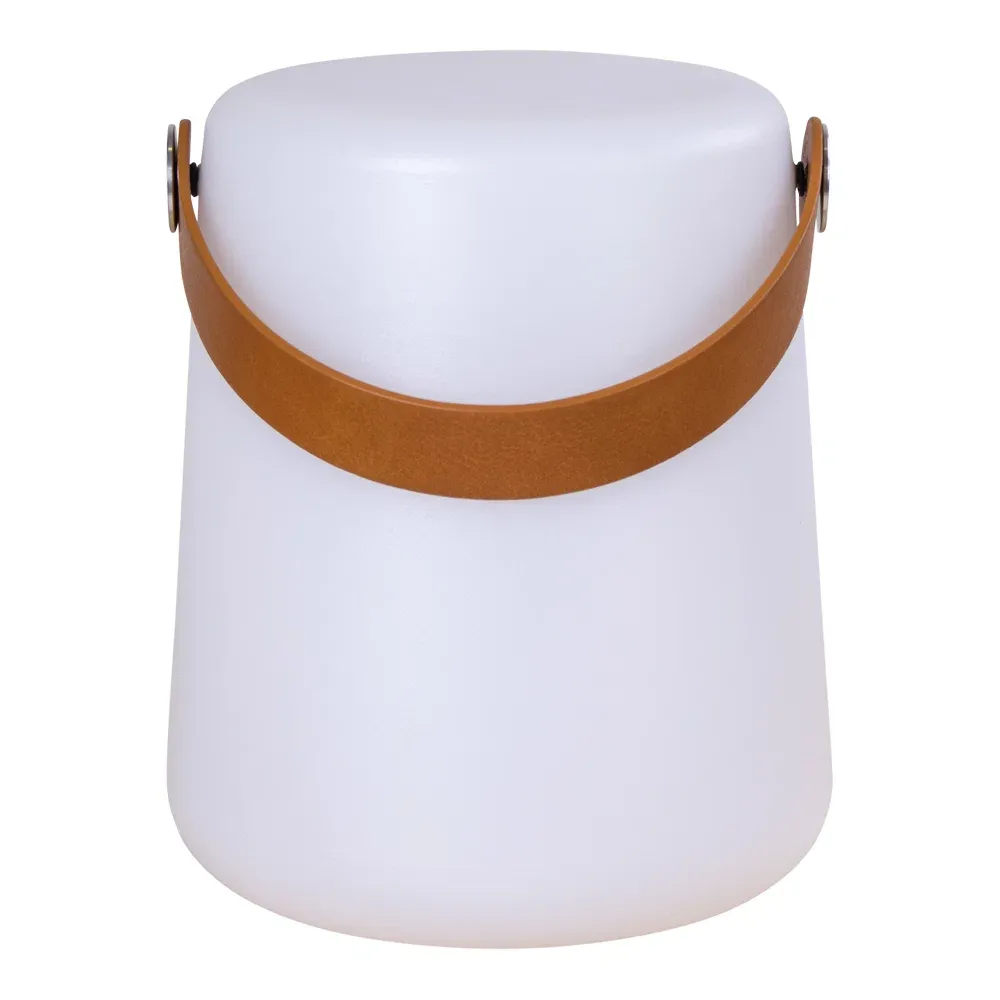 Bristol LED-Lampe Tragegurt Weiss Ø17x21 cm Wiederaufladbar Weisse Bristol LED-Lampe mit braunem Tragegurt, Ø17x21cm. Wiederaufladbar für flexible Beleuchtung im Schweizer Heim.
