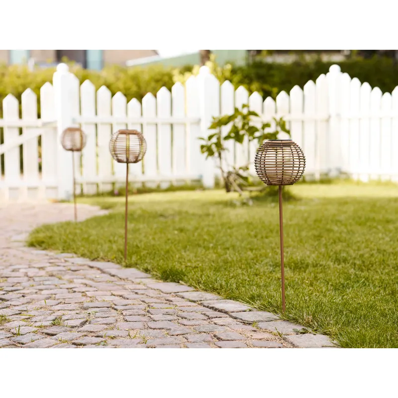 Carlisle Rattan-Lampe Solar-LED Natur Ø17x70,5 cm Wiederaufladbar