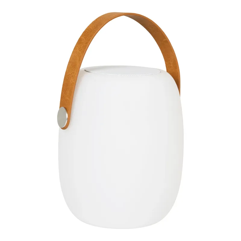 Cardiff LED-Lampe Tragegurt Bluetooth Weiss Ø18x21 cm Wiederaufladbar USB-C Weisse Cardiff LED-Lampe mit Tragegurt und Bluetooth-Lautsprecher, Ø18x21cm. Musik & Licht für Schweizer Outdoor-Momente.