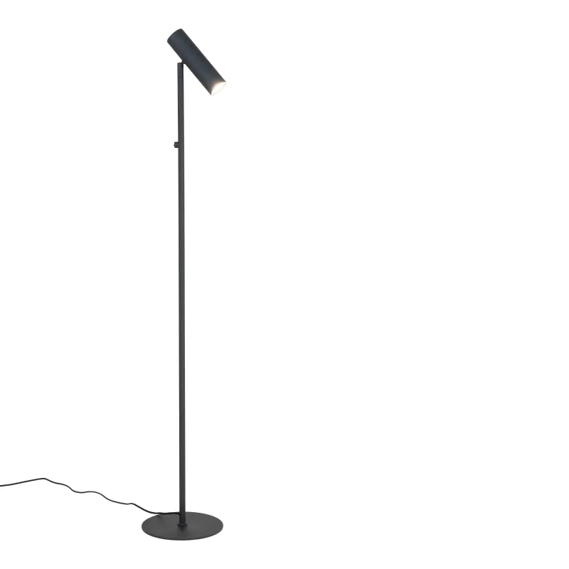 Paris Stehlampe Metall Schwarz Ø25x150 cm GU10 Schwarze Paris Stehlampe aus Metall mit zylindrischem, schwenkbarem Kopf, Ø25x150cm. Modernes Akzentlicht für Schweizer Heime