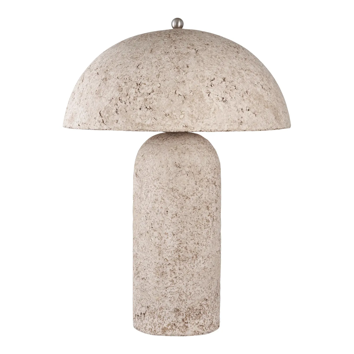 Astley Tischleuchte Pappmaché Steingrau Ø36,5x49,5 cm E27 Steingraue Astley Tischleuchte aus Pappmaché mit pilzförmigem Schirm, Ø36,5x49,5cm. Ein Design-Highlight für Schweizer Heime.