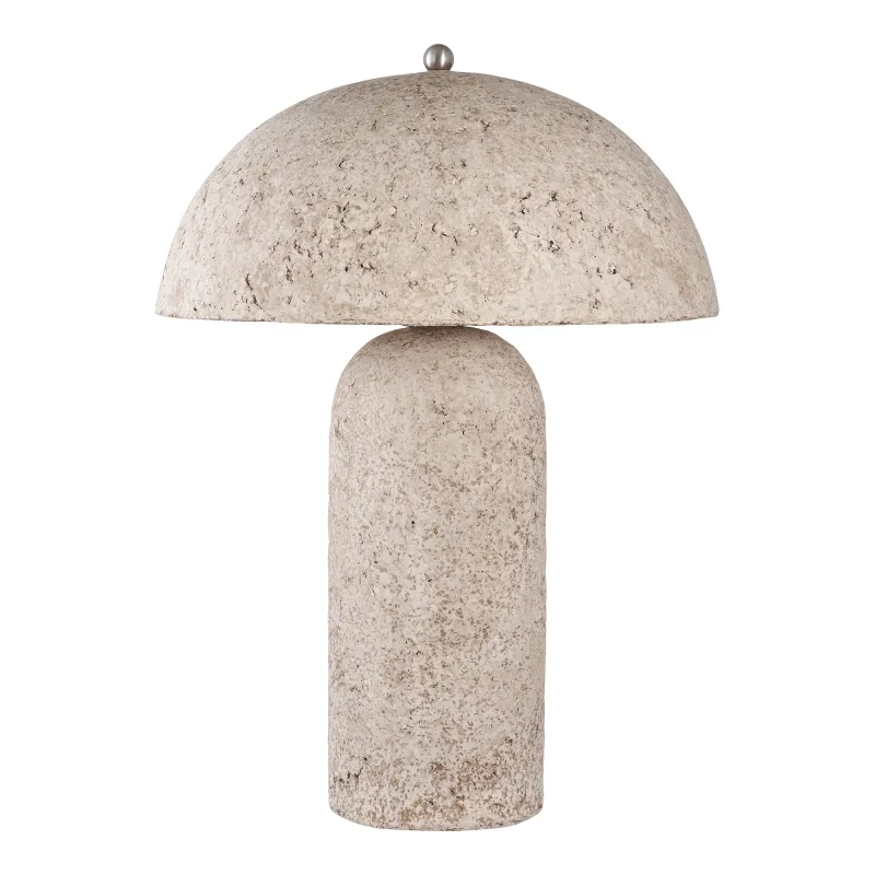 Astley Tischleuchte Pappmaché Steingrau Ø36,5x49,5 cm E27 Steingraue Astley Tischleuchte aus Pappmaché mit pilzförmigem Schirm, Ø36,5x49,5cm. Ein Design-Highlight für Schweizer Heime.