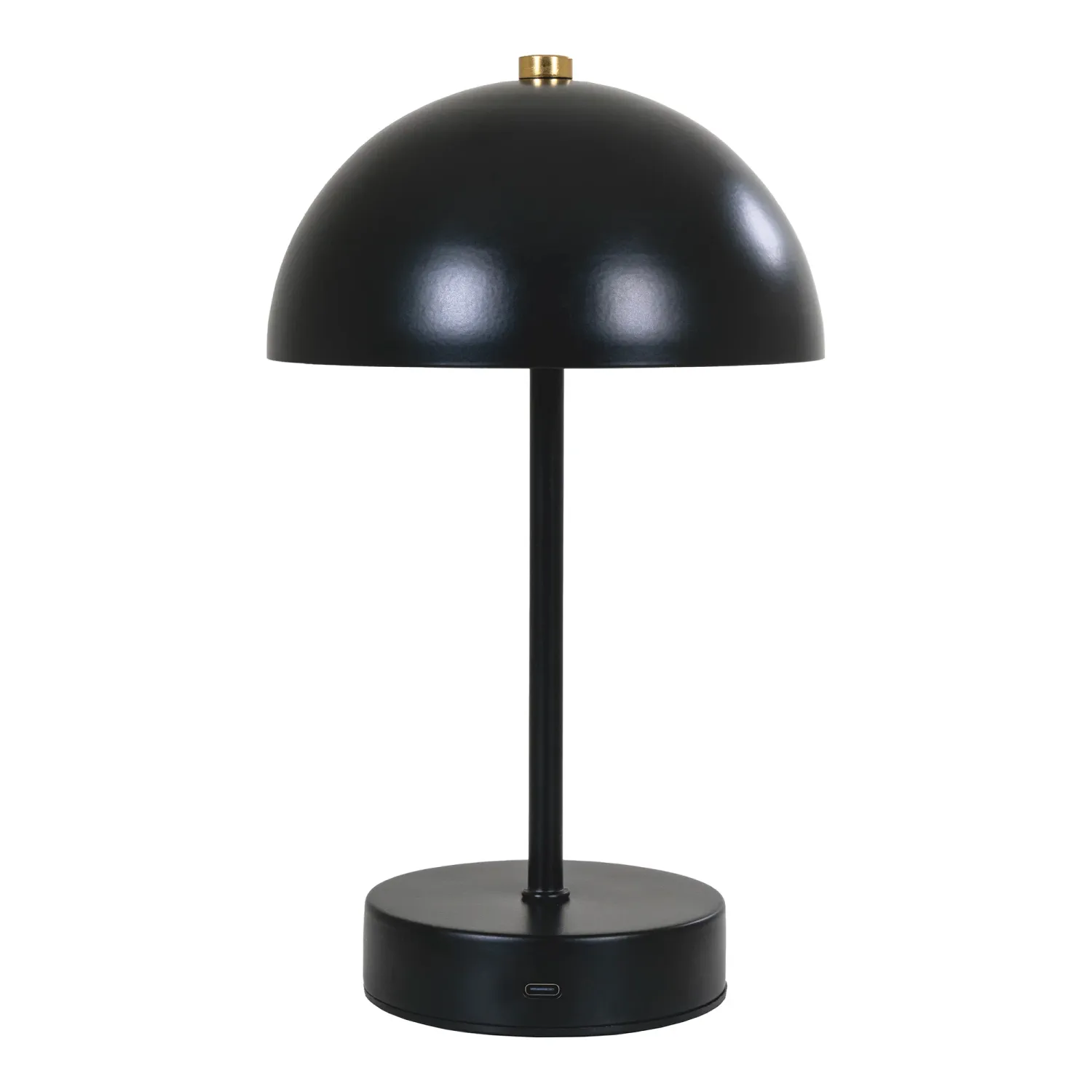 Holt Tischleuchte Wiederaufladbar Metall Schwarz/Messing Ø15x25 cm LED USB-C Schwarze Holt Tischleuchte aus Metall mit goldenem Detail, Ø15x25cm. Wiederaufladbar & dimmbar für Schweizer Wohnräume.