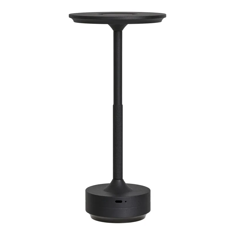 Lyneham Tischleuchte Wiederaufladbar Metall Schwarz Ø13x28,5 cm LED USB-C Elegante Lyneham Tischleuchte in Schwarz, Ø13x28,5cm. Wiederaufladbar mit 3 Lichtstufen für Schweizer Wohnräume.