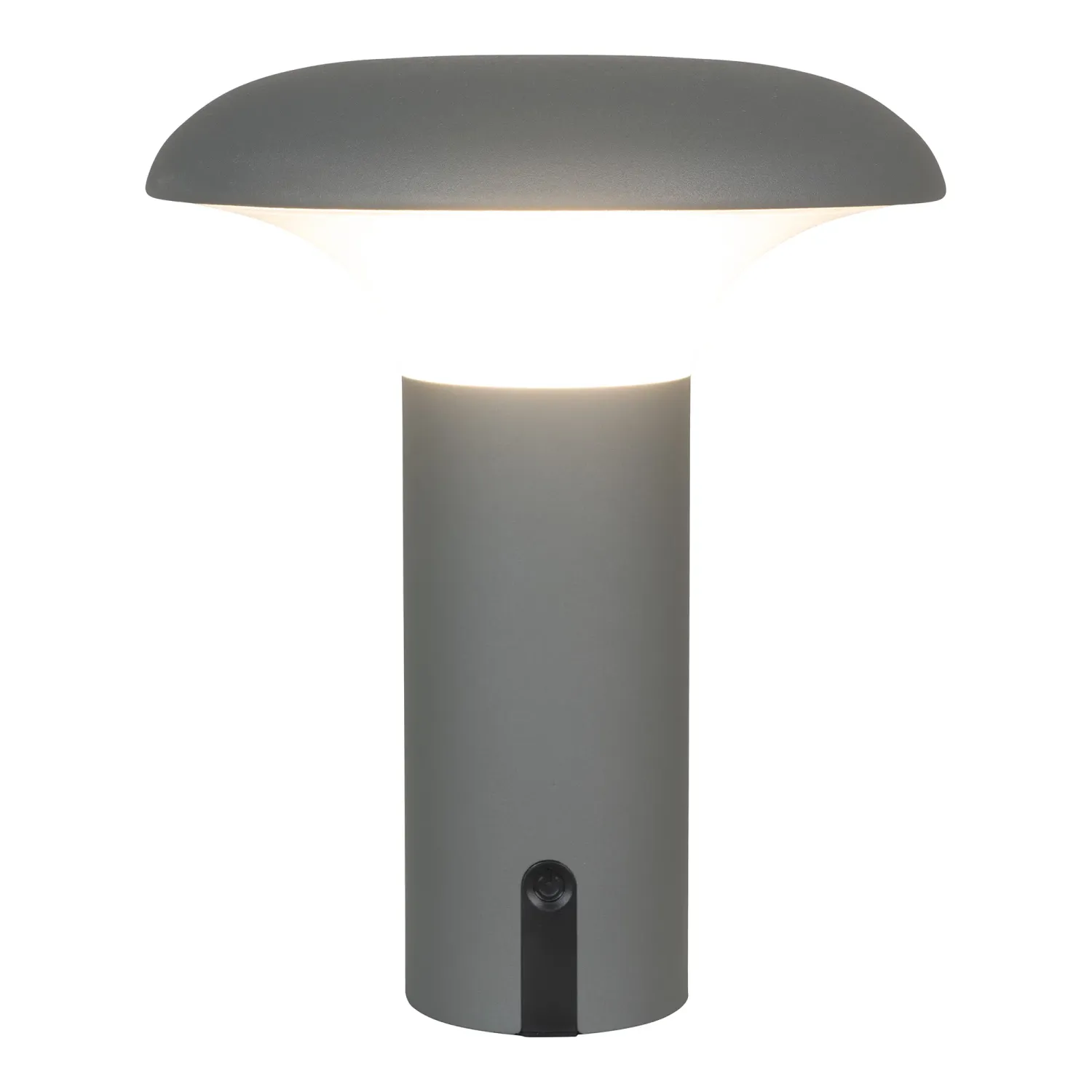 Ramsey LED-Lampe Wiederaufladbar Grau Ø17x21 cm USB-Ladestation Graue Ramsey LED-Lampe mit pilzförmigem Schirm und USB-Ladestation, Ø17x21cm. Praktisch für Schweizer Outdoor-Momente.