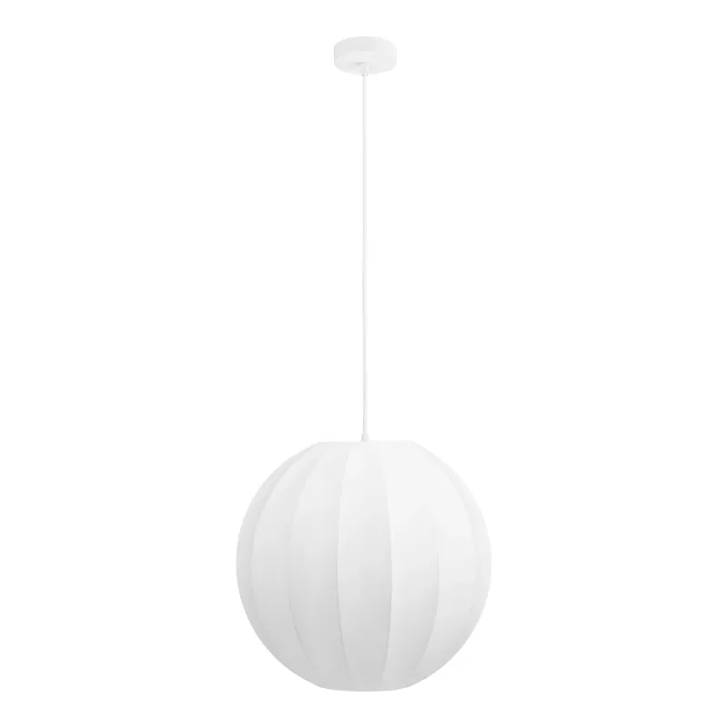 Coventry Pendelleuchte Harz/Metall Weiss Ø40x37 cm E27 Weisse Coventry Pendelleuchte aus Harz/Metall mit gerippter Kugelform, Ø40x37cm. Modernes Design für Schweizer Heime.