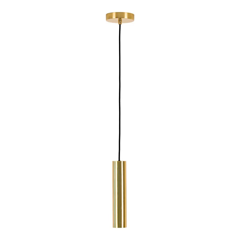 Paris Pendelleuchte Metall Messing Ø6x28 cm GU10 Schlanke Paris Pendelleuchte aus Messing mit zylindrischer Form, Ø6x28cm. Modernes Design für die Decke im Schweizer Zuhause.