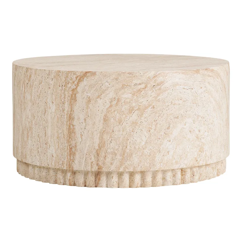 Bonn Couchtisch Geriffelt Fiberglas Natur Ø75x37 cm Runder Bonn Couchtisch mit geriffeltem Gestell aus Fiberglas in Natur, Ø75x37cm. Modernes Design für Schweizer Wohnzimmer.