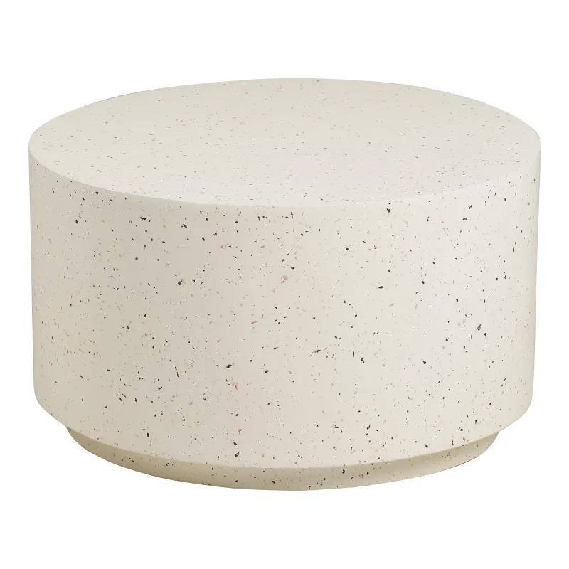 Bonn Couchtisch Fiberclay Terrazzo-Optik Cremefarben Ø70x40 cm Runder Bonn Couchtisch aus Fiberclay in cremefarbener Terrazzo-Optik, Ø70x40cm. Modernes Design für Schweizer Wohnzimmer.