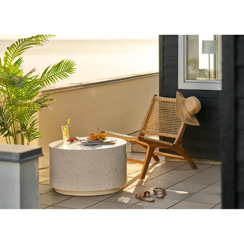 Bonn Couchtisch Fiberclay Terrazzo-Optik Cremefarben Ø70x40 cm
