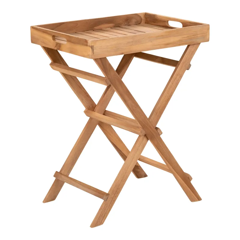 Ronda Tabletttisch Teakholz Natur Klappbar 29x39x49,5 cm Ronda Tabletttisch aus hellem Teakholz mit abnehmbarem Tablett und klappbarem Gestell, 29x39x49,5cm. Praktisch für Schweizer