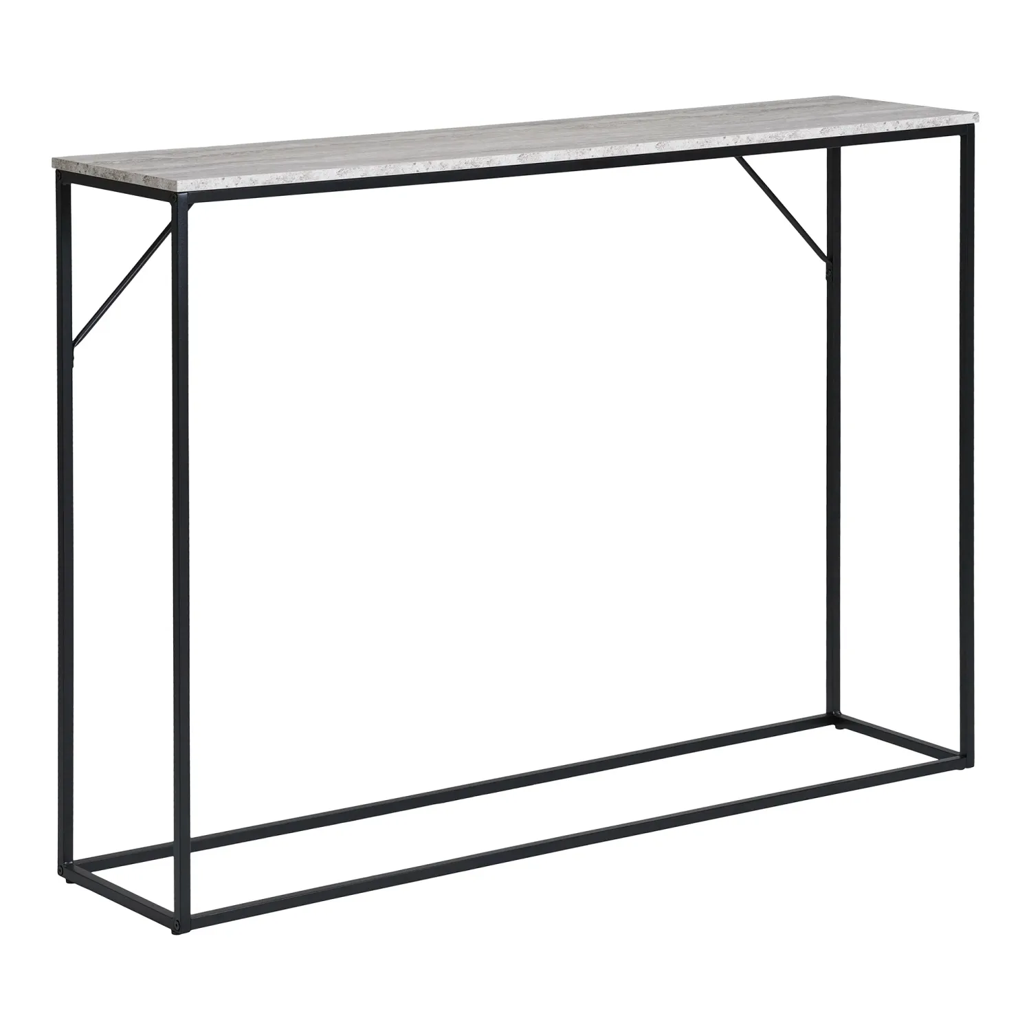 Schlanker Vita Konsolentisch mit Travertinoptik-Platte. Modernes Design für Schweizer Flure und Wohnzimmer.