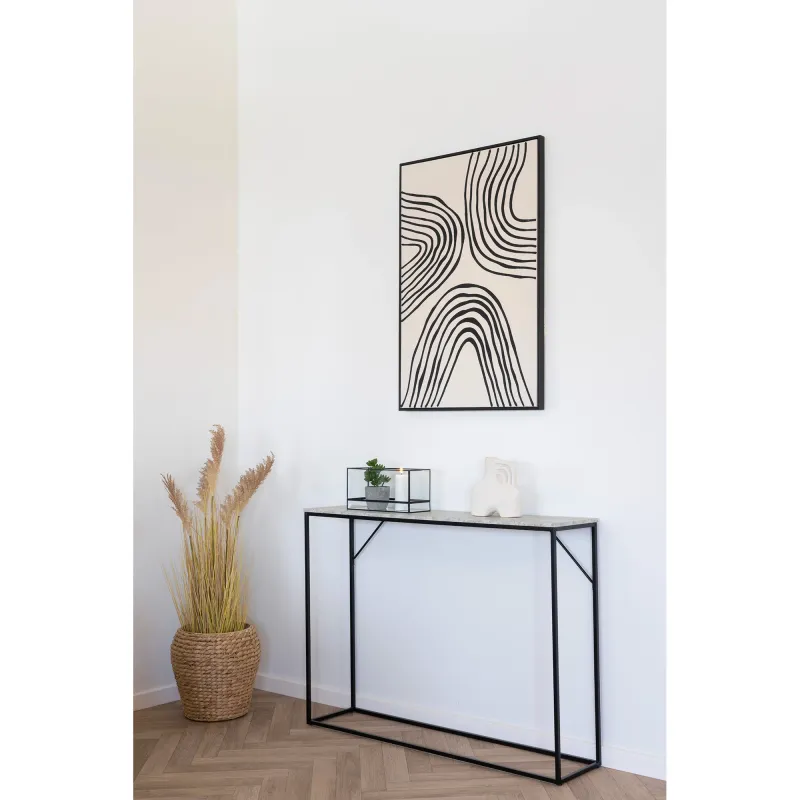 Vita Konsolentisch Travertinoptik Schwarz/Natur 110x26x80 cm