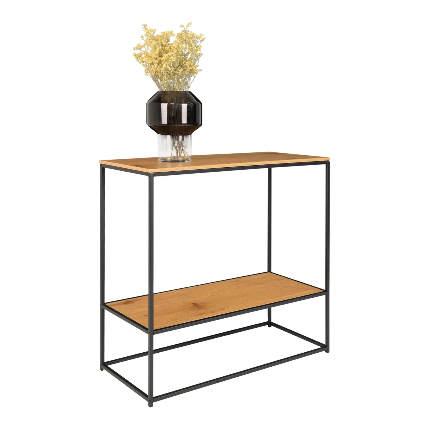 Vita Konsolentisch Eichenoptik Schwarz 2 Ablagen 80x36x80 cm Heller Vita Konsolentisch in Eichenoptik mit 2 Ablagen. Modernes Design für Schweizer Flure und Wohnzimmer