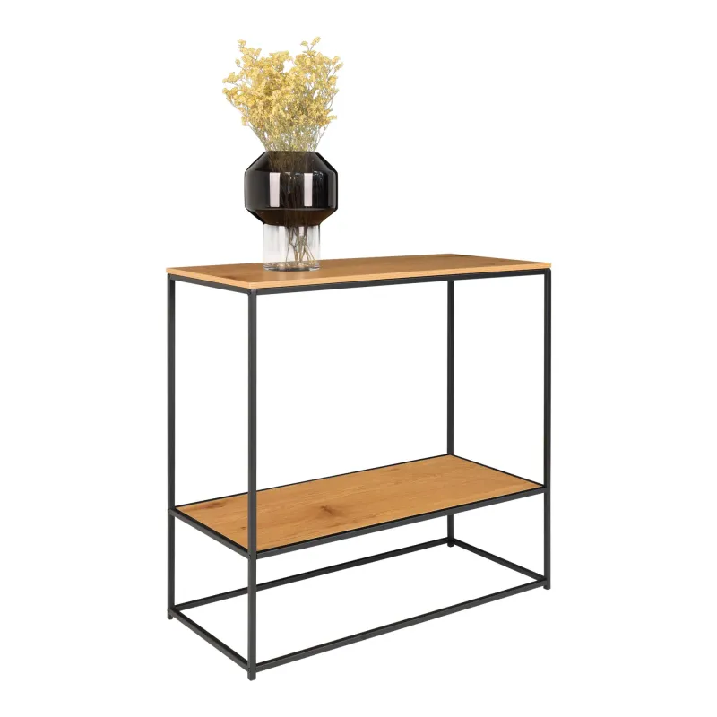 Vita Konsolentisch Eichenoptik Schwarz 2 Ablagen 80x36x80 cm Heller Vita Konsolentisch in Eichenoptik mit 2 Ablagen. Modernes Design für Schweizer Flure und Wohnzimmer