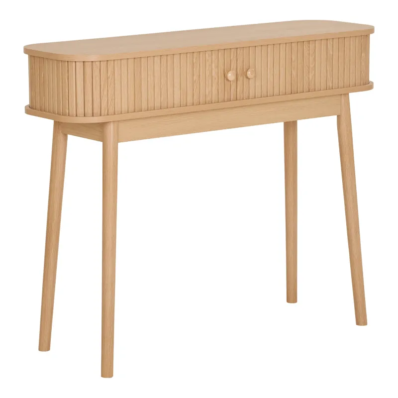 Nikko Konsolentisch Natur Kiefernholz 2 Türen 100x30x80 cm Heller Nikko Konsolentisch aus Kiefernholz mit 2 geriffelten Türen. Modernes Design für Schweizer Flure und Wohnzimmer