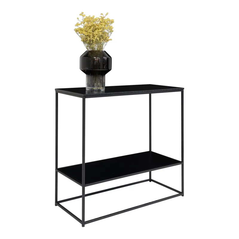 Vita Konsolentisch Schwarz 2 Ablagen 80x36x80 cm Schwarzer Vita Konsolentisch mit 2 Ablagen und schwarzem Metallgestell. Modernes Design für Schweizer Flure und Wohnzimmer.