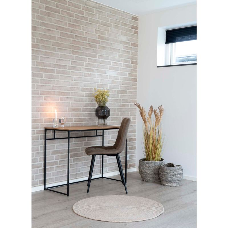 Vita Desk Schreibtisch Eichenoptik Schwarz Metallgestell 100x45x75 cm