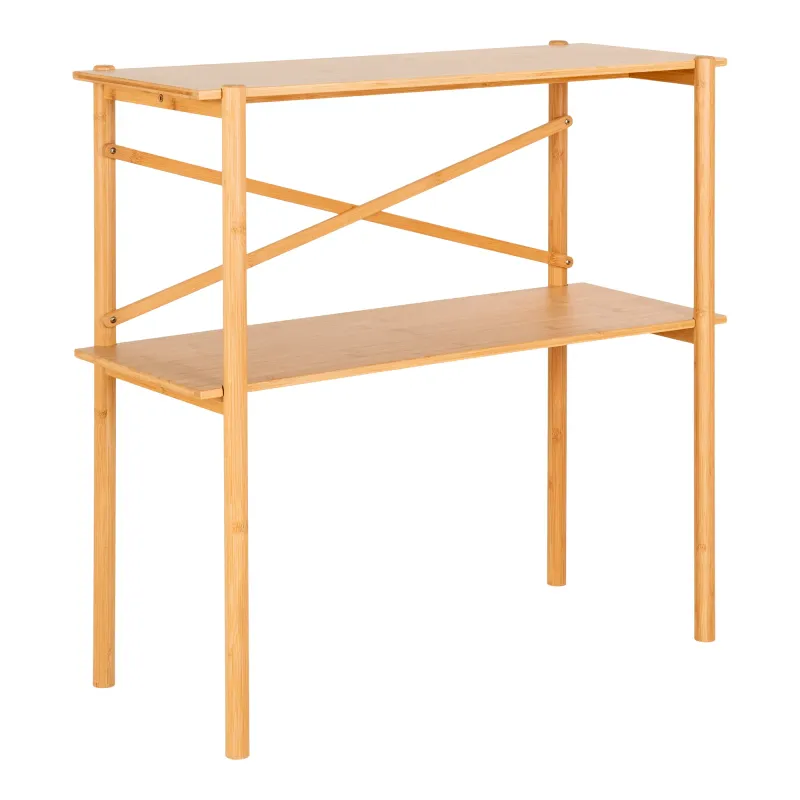 Manaus Konsolentisch Bambus Natur 2 Ablagen 83x32x80,5 cm Heller Manaus Konsolentisch aus Bambus mit zwei Ablagen und faltbarem Design. Praktisches Design für Schweizer Heime.