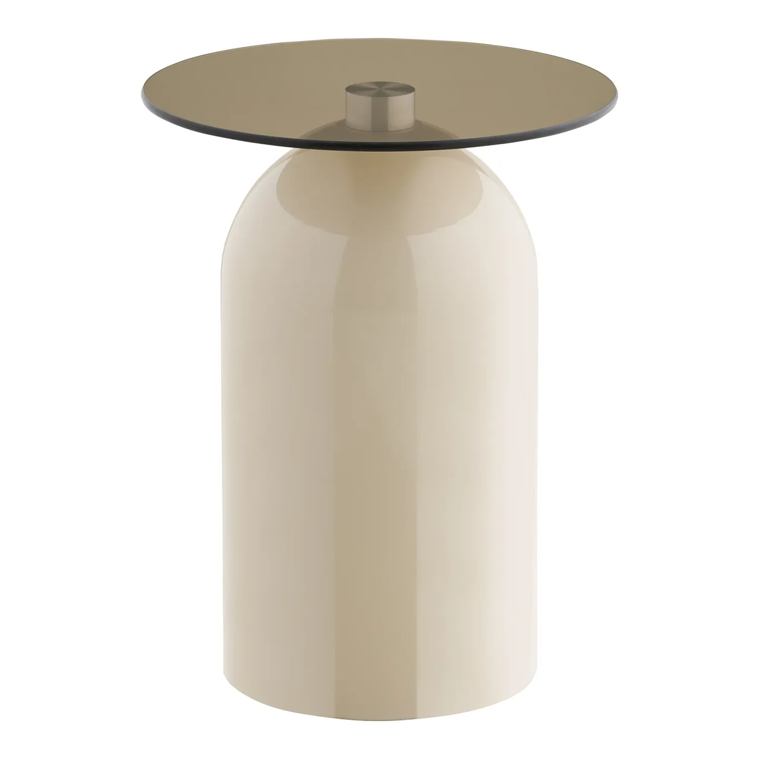 Ravello Beistelltisch Gehärtetes Glas/Metall Grau/Beige Ø40x52 cm Runder Ravello Beistelltisch mit grauer Glasplatte und beigem Metallfuss, Ø40x52cm. Modernes Design für Schweizer Wohnzimmer.