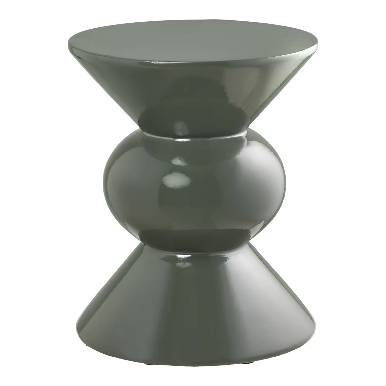 Rosolina Beistelltisch Fiberglas Grün Sanduhrform Ø34x41 cm Grüner Rosolina Beistelltisch aus Fiberglas mit Sanduhrform, Ø34x41cm. Modernes Design für stilvolle Schweizer Wohnräume.