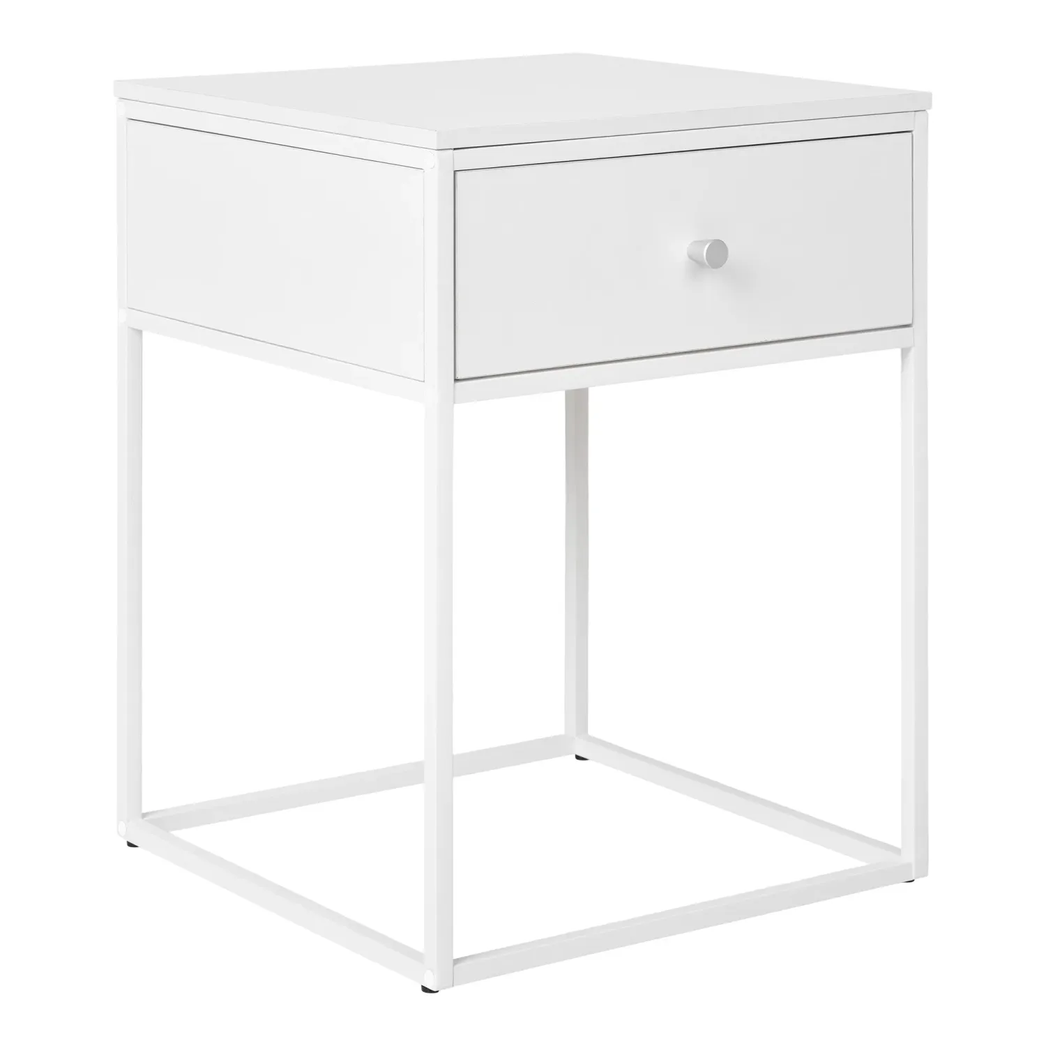Vita Beistelltisch Nachttisch Weiss 1 Schublade 40x40x55 cm Weisser Vita Beistelltisch/Nachttisch mit 1 Schublade und Metallgestell, 40x40x55cm. Moderner Wohnstil für die Schweiz.